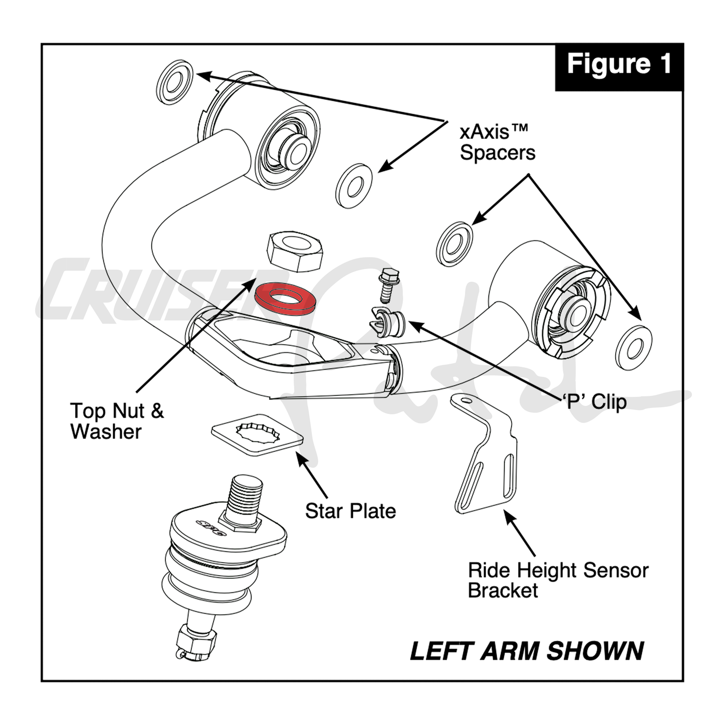 100 Series Toyota Land Cruiser SPC upper control arm camber lockout plate kits