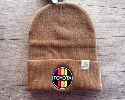 TEQ 3 Stripe Toyota Carhartt Embroidered Beanie Toboggan Hat - Reefmonkey