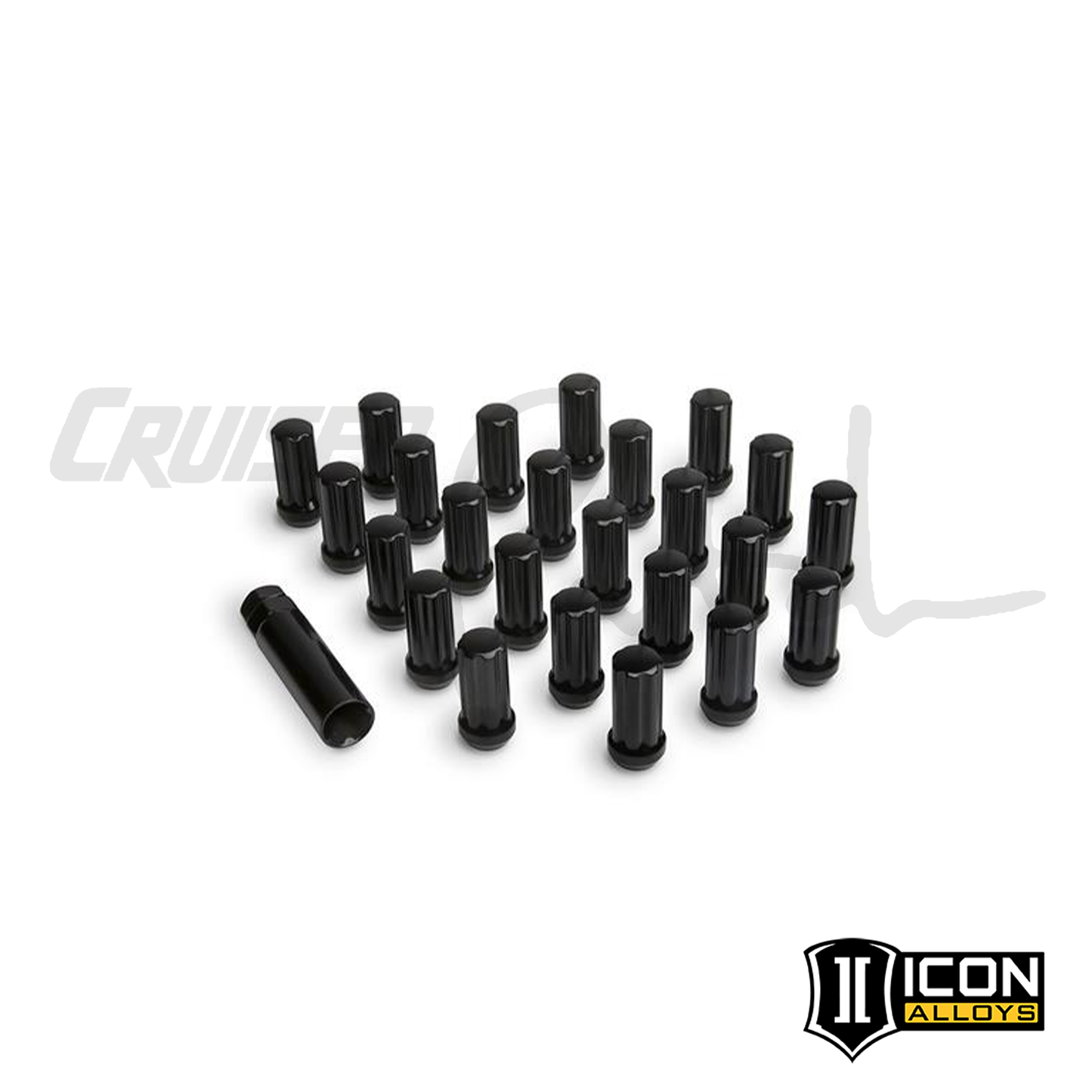 ICON Alloy M14x1.5 24 Count Lug Nut kit (Black, includes lug key)