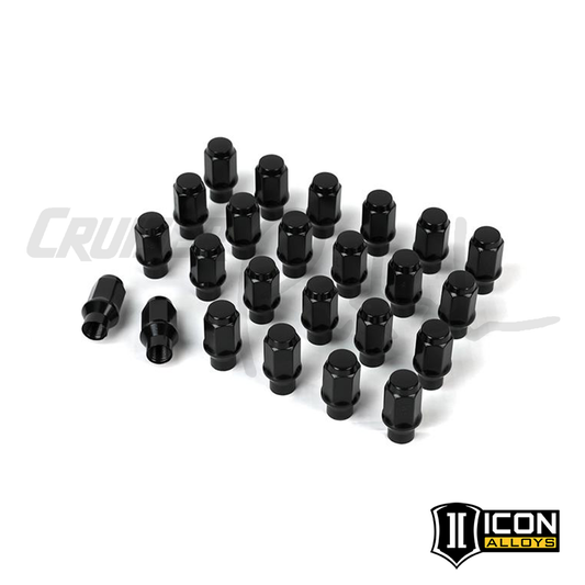 ICON Alloy M14x1.5 Extended Thread with Custom Shank 24 Count Lug Nut kit (Black)
