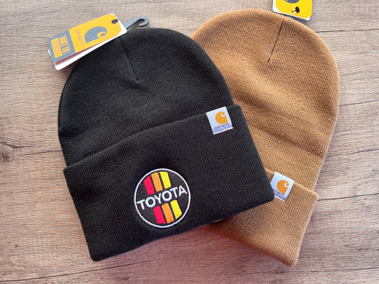 TEQ 3 Stripe Toyota Carhartt Embroidered Beanie Toboggan Hat - Reefmonkey