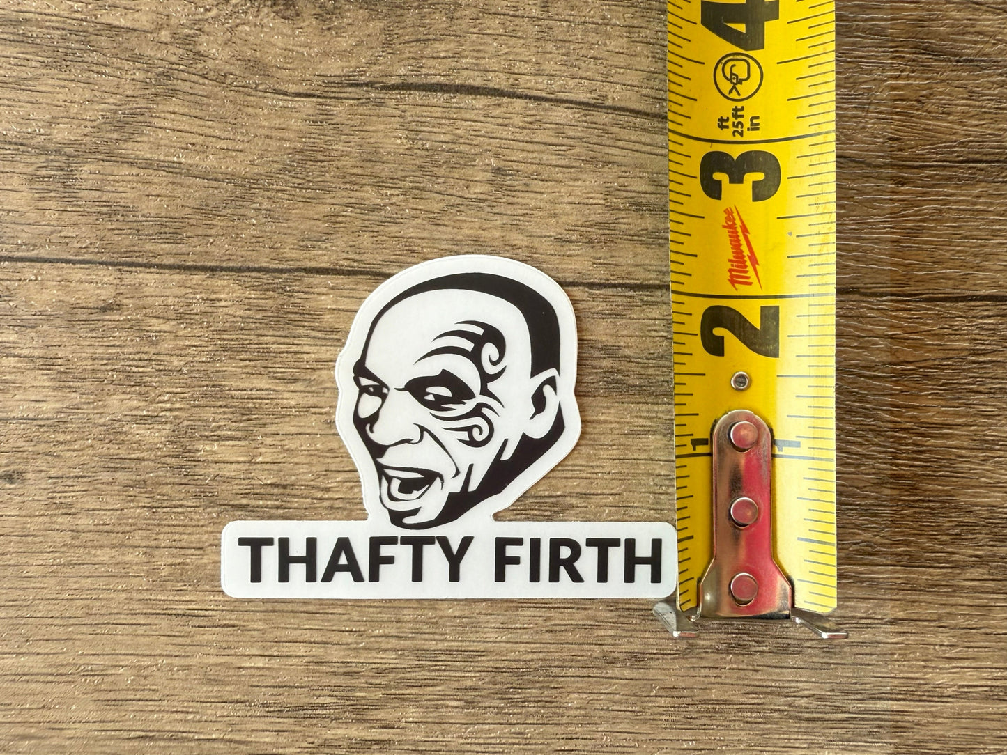 Mike Tyson Safety First Thafty Firth Sticker: Car Decal, Truck Bumper Sticker - Reefmonkey