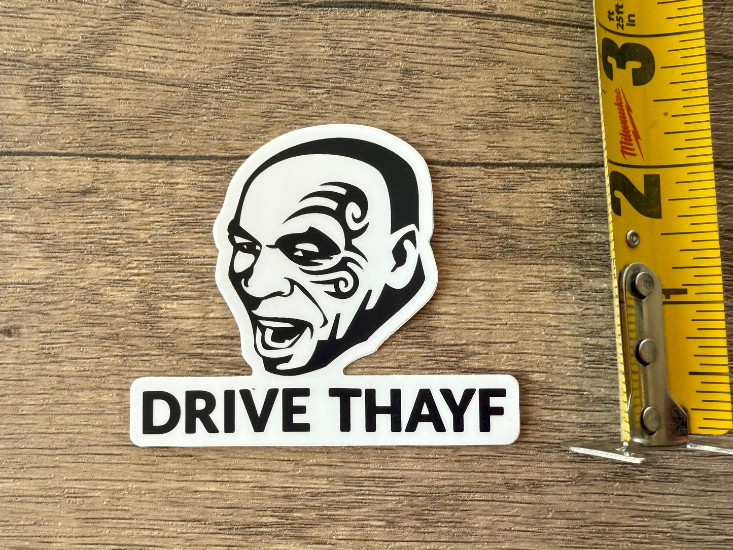 Mike Tyson Safety First Thafty Firth Sticker: Car Decal, Truck Bumper Sticker - Reefmonkey